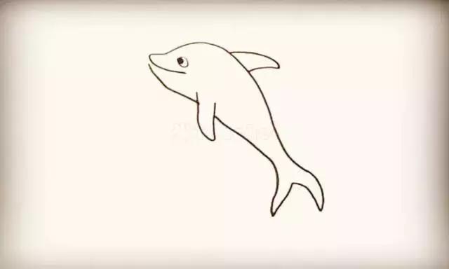 跳出水面的可爱海豚简笔画