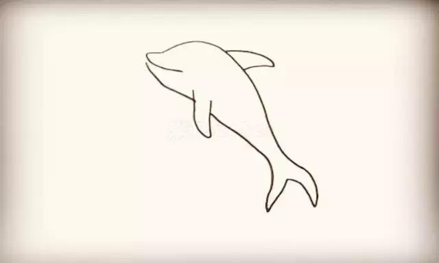 跳出水面的可爱海豚简笔画