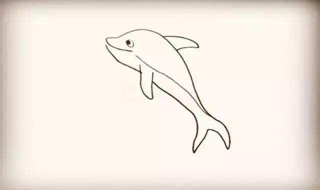跳出水面的可爱海豚简笔画
