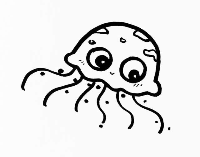 大眼睛可爱的水母简笔画