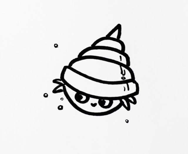 可爱的卡通小海螺简笔画