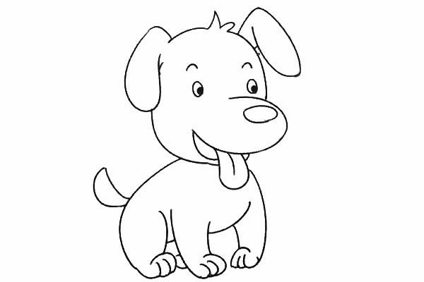 吐舌头可爱的小狗简笔画教程