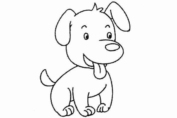 吐舌头可爱的小狗简笔画教程