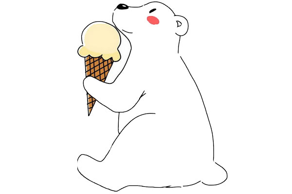吃冰激凌的北极熊简笔画教程
