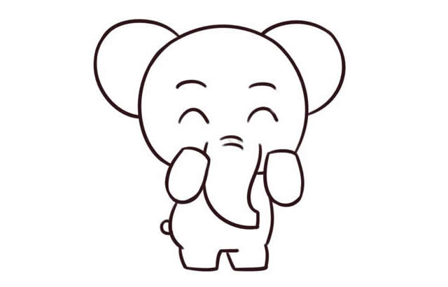 可爱的卡通大象简笔画教程