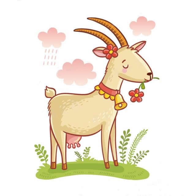 漂亮涂色的山羊简笔画