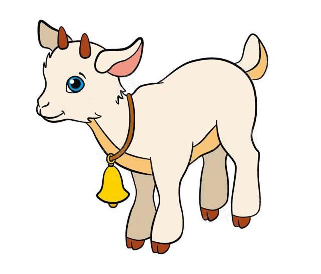 挂着铃铛的小山羊简笔画