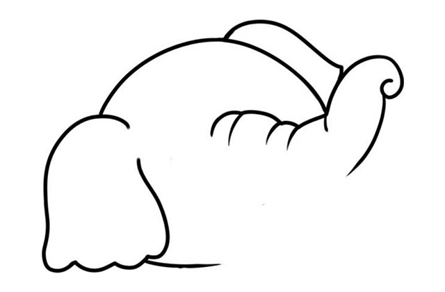 坐在树桩上玩耍的大象简笔画步骤