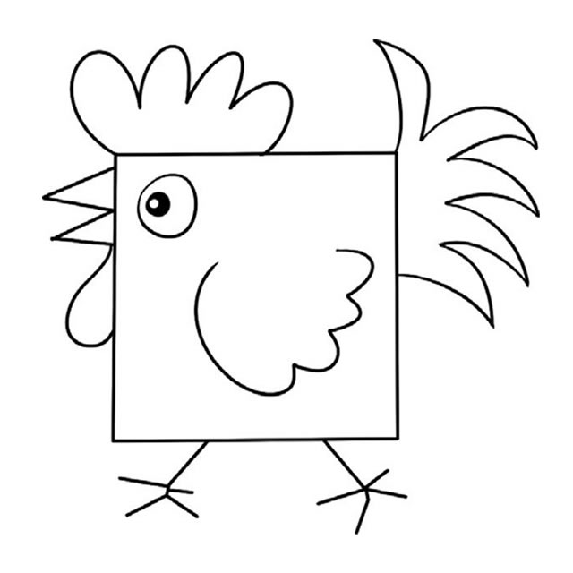 方形的公鸡简笔画教程 方形的公鸡简笔画教程