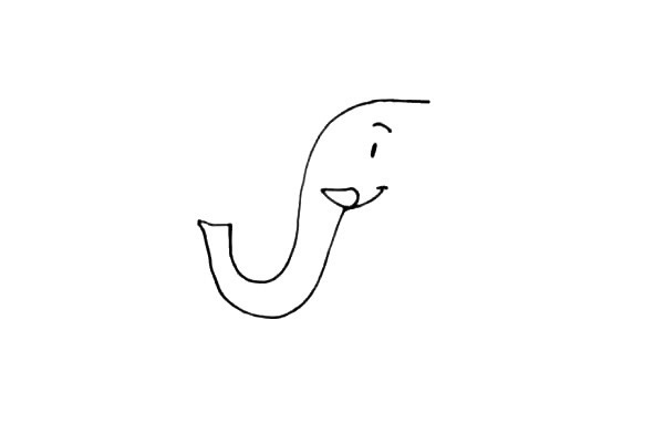 喷水的大象简笔画步骤