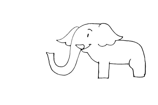 喷水的大象简笔画步骤