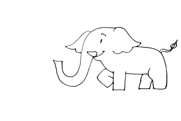 喷水的大象简笔画步骤