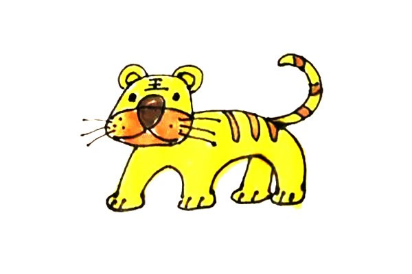 老虎怎么画 涂色的老虎简笔画
