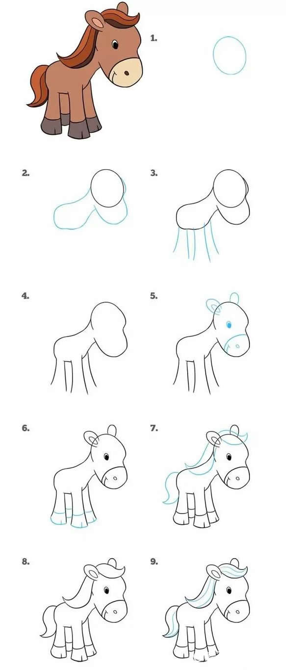 小毛驴简笔画详细步骤