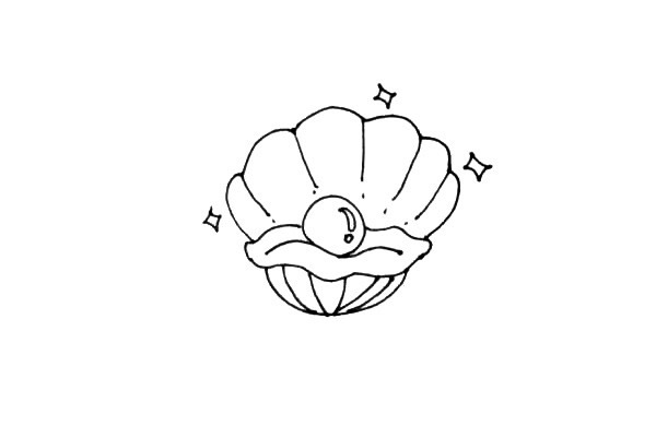 漂亮的珍珠贝壳简笔画步骤