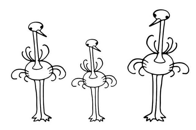 分享一组鸵鸟的简笔画