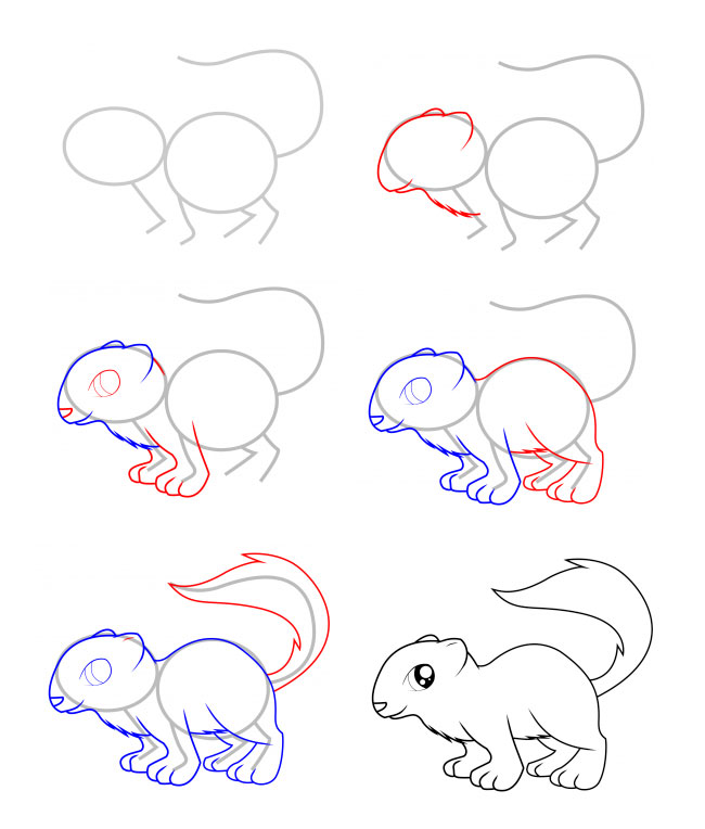 黄鼠狼简笔画步骤分解