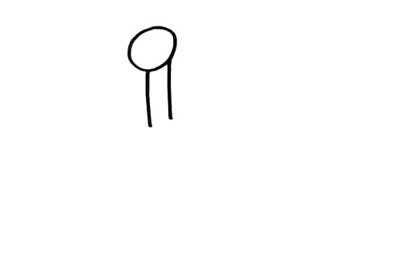 儿童学画卡通鸵鸟简笔画涂色