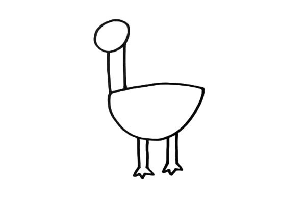 儿童学画卡通鸵鸟简笔画涂色