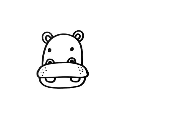 草地上的河马简笔画步骤