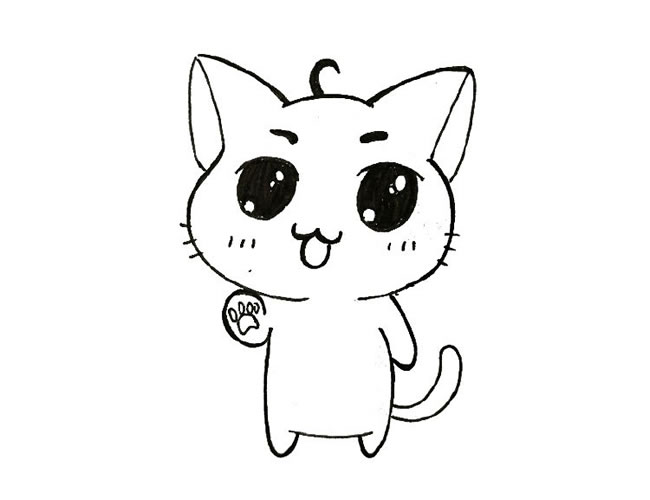 卖萌的卡通小猫咪简笔画