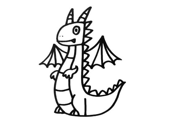 长着翅膀的恐龙简笔画步骤