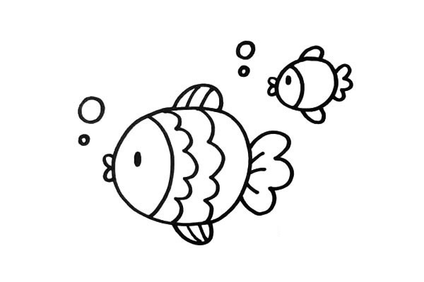 两条快乐的小鱼简笔画步骤