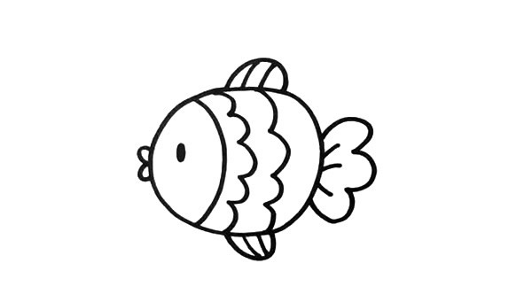 两条快乐的小鱼简笔画步骤