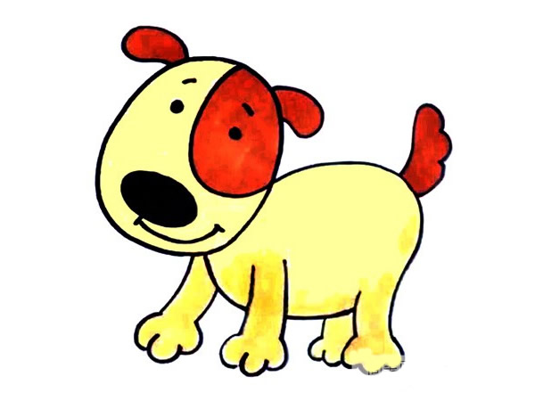 彩色的卡通小狗简笔画教程