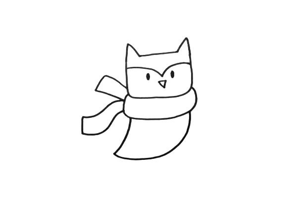 ​​​​​​​戴着围巾的猫头鹰简笔画