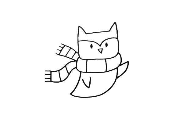 ​​​​​​​戴着围巾的猫头鹰简笔画