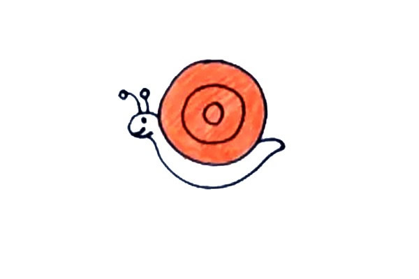 简单涂色的蜗牛简笔画