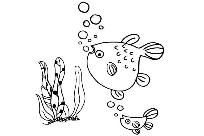 海底漂亮的金鱼简笔画