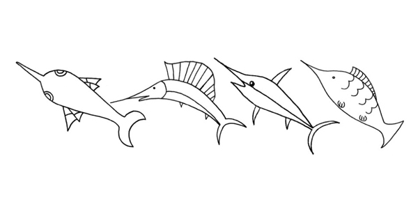 一步步教你画简单的剑鱼