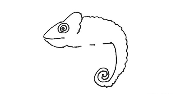 树枝上的变色龙简笔画步骤