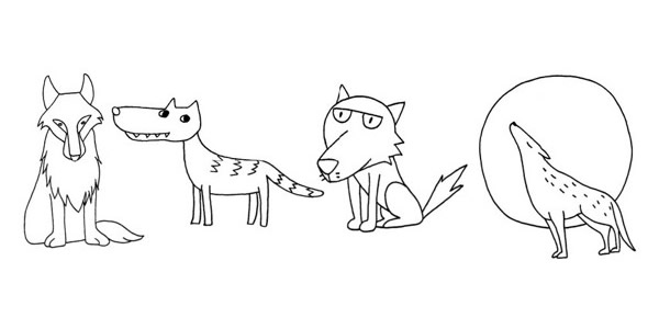 一步步教你画简单的狼