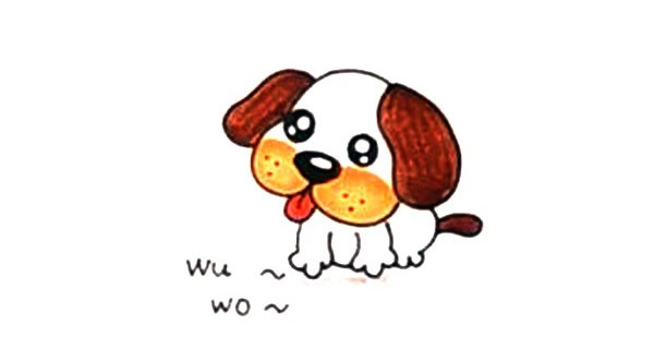 一组可爱的卡通小狗简笔画大全