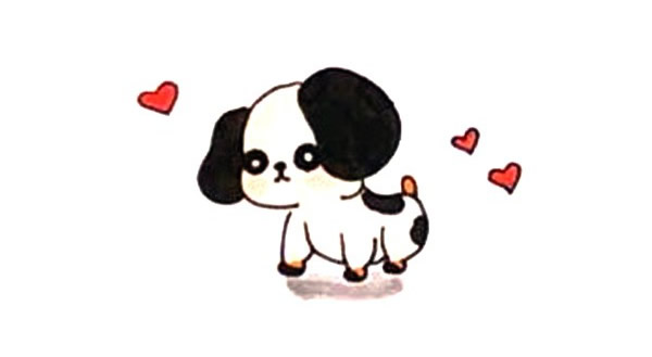 一组可爱的卡通小狗简笔画大全