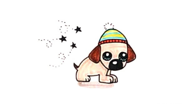 一组可爱的卡通小狗简笔画大全