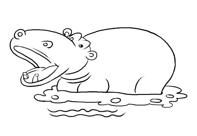 张大嘴巴的河马简笔画