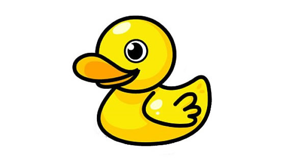 涂色的漂亮小黄鸭简笔画教程
