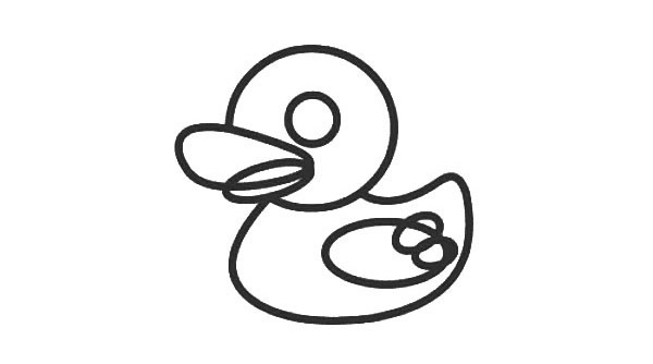 涂色的漂亮小黄鸭简笔画教程