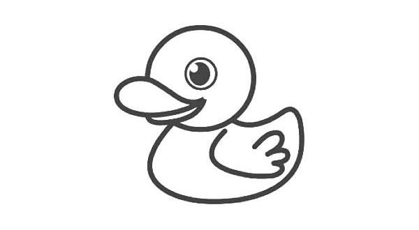 涂色的漂亮小黄鸭简笔画教程