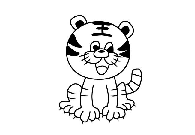 带王字的老虎简笔画