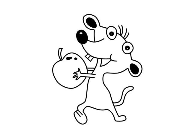 吃东西的卡通老鼠简笔画