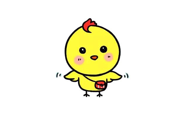 挎着包包的小黄鸭简笔画教程