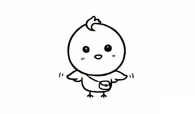 挎着包包的小黄鸭简笔画教程