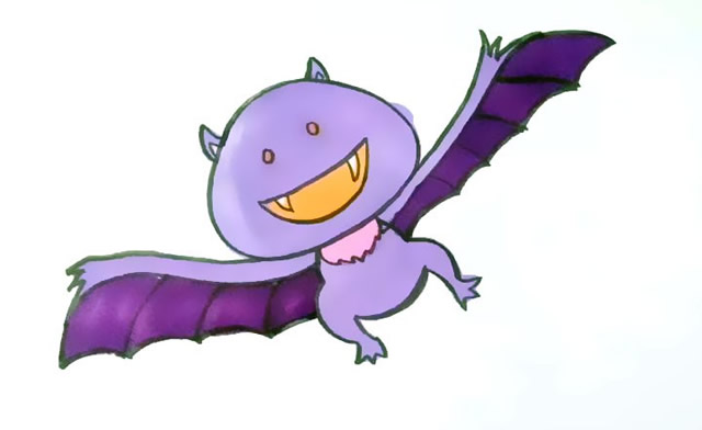 龇牙咧嘴的蝙蝠简笔画教程