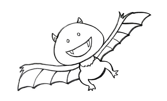 龇牙咧嘴的蝙蝠简笔画教程