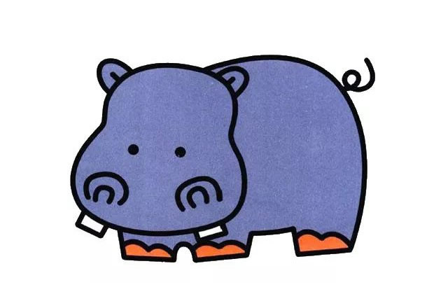 河马怎么画 涂色的河马简笔画教程